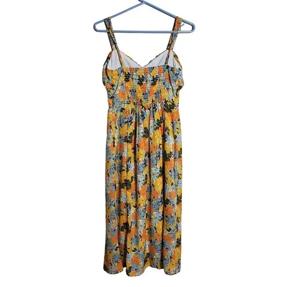 Abercrombie and Fitch Yellow Floral Slim Midi dress Adjustable Straps Size Small - Picture 3 of 11